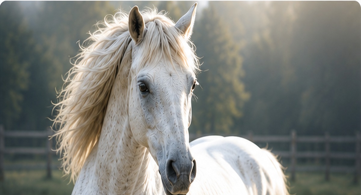 Pferd in ruhiger, vertrauter Umgebung